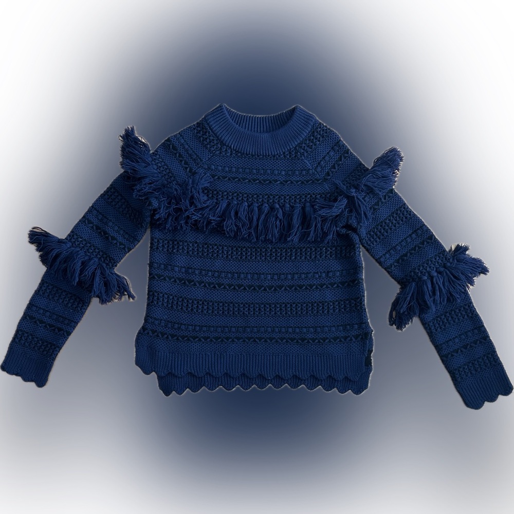 Jonathan Simkhai Wool Tassel Knit Sweater Women’s Small Pullover Ribbed - Picture 3 of 16